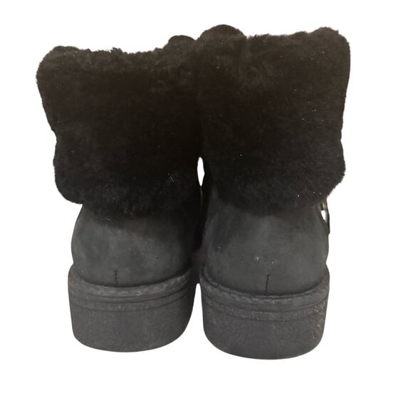 J.Crew Black Nubuck Faux Fur Lined Winter Boots Women’s Size 7M Lace-Up Hiker - Picture 5 of 8